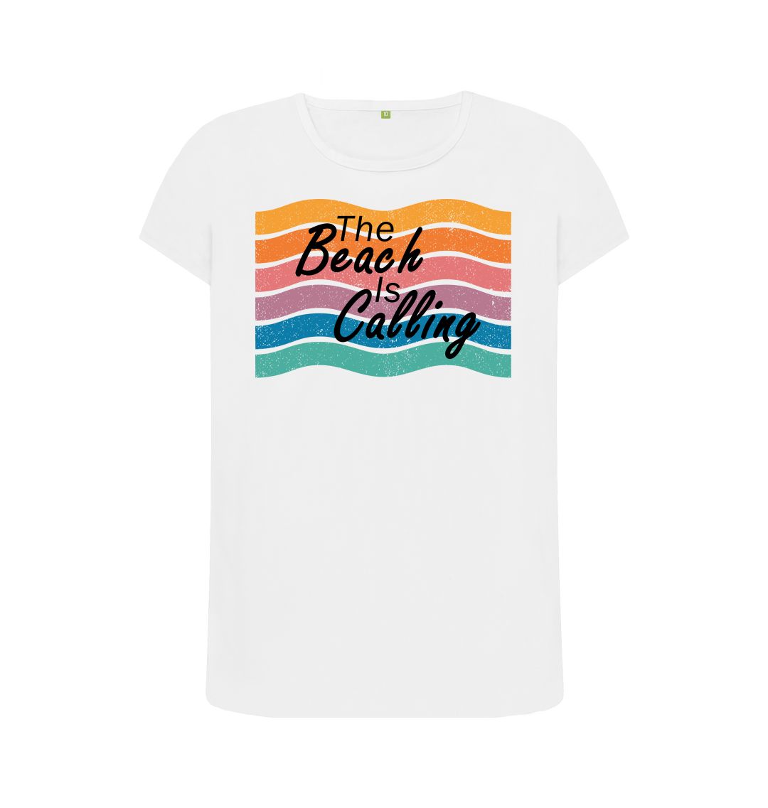 White Women's The Beach Is Calling Organic Tee