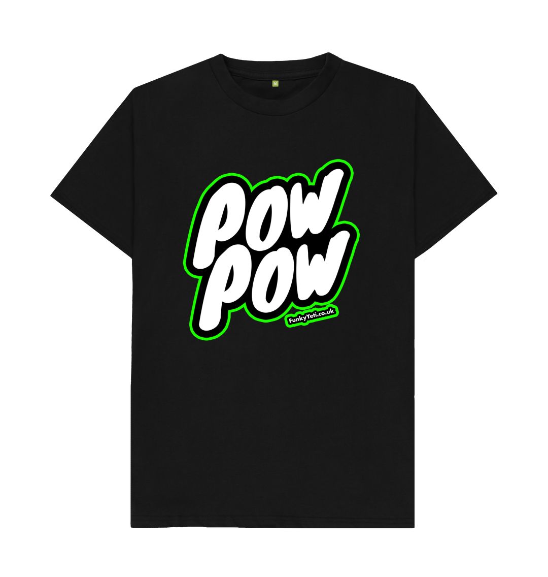 Black Men's Pow Pow Organic Tee - Green