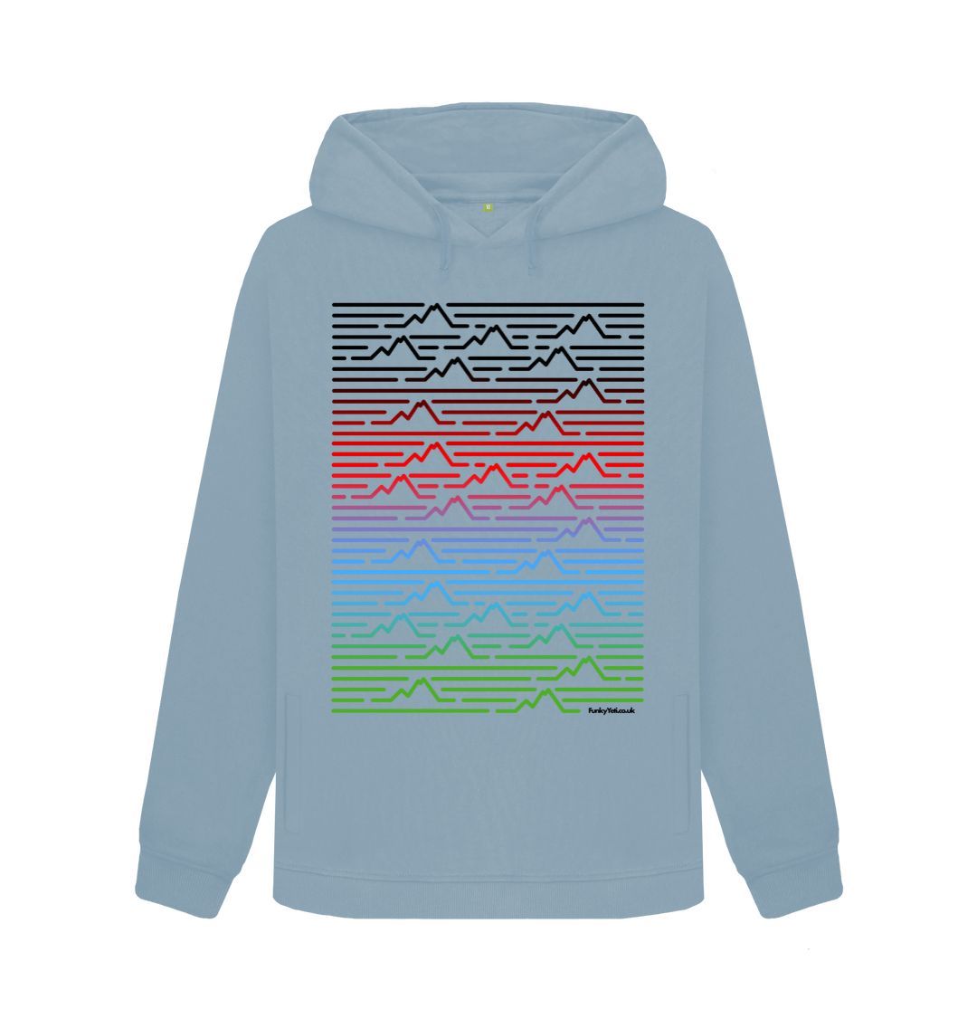 Stone Blue Women's Mountain Range Organic Pullover Hoodie - Piste Colours