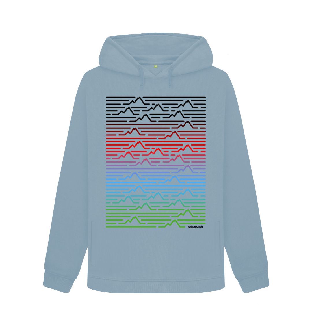 Stone Blue Women's Mountain Range Organic Pullover Hoodie - Piste Colours
