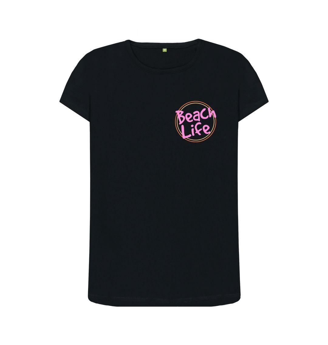 Black Women's Beach Life Organic Tee