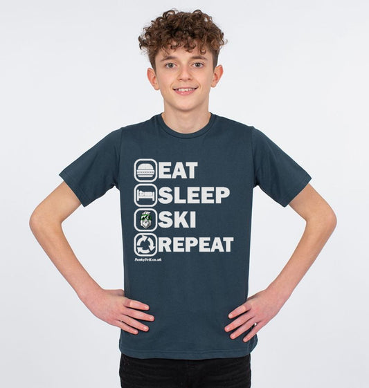 Funky Yeti Kids Tee - Eat Sleep Ski Repeat