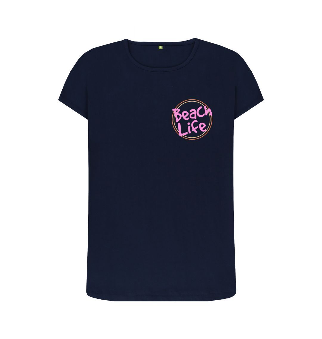 Navy Blue Women's Beach Life Organic Tee