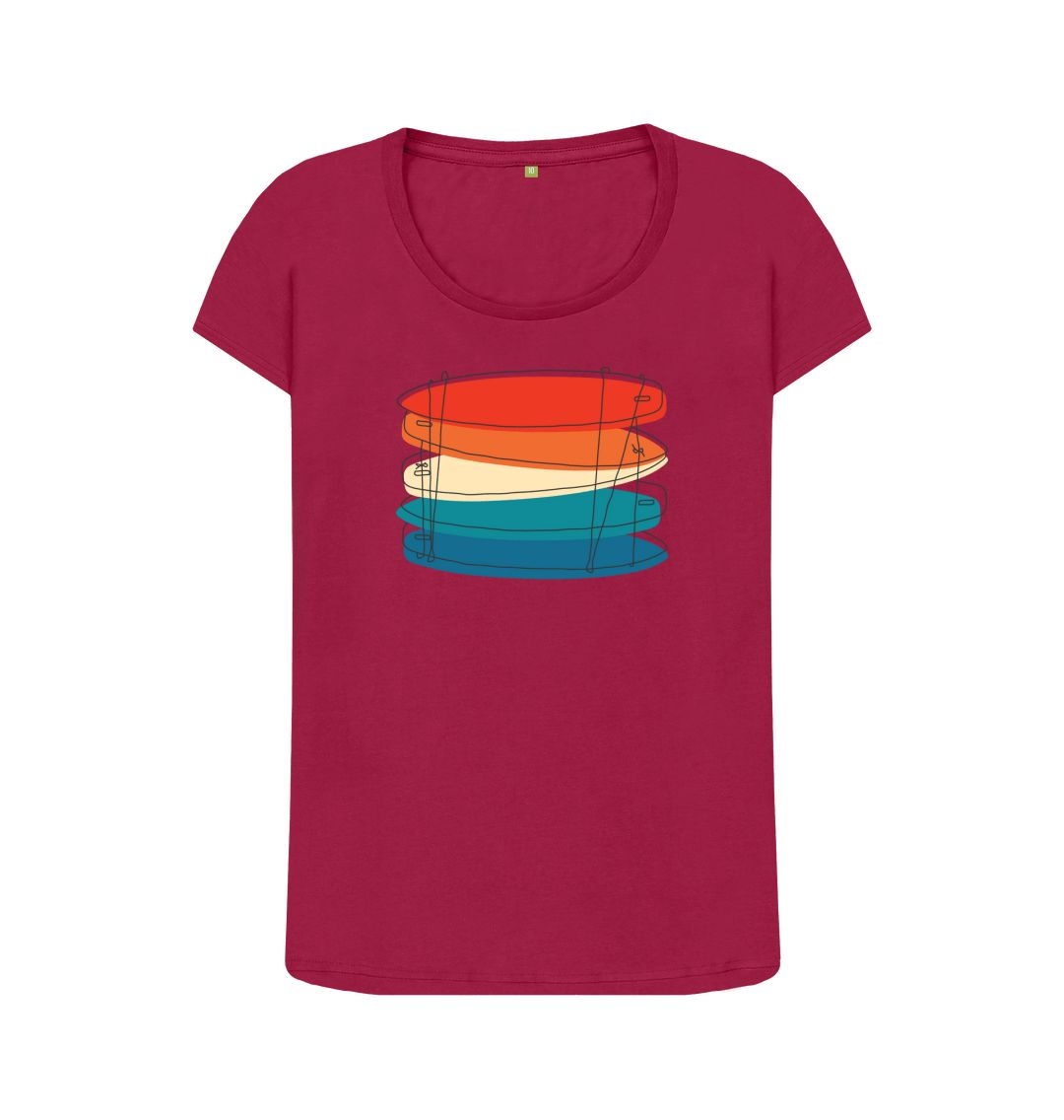 Cherry Women's Surf Quiver Organic Scoop Neck Tee
