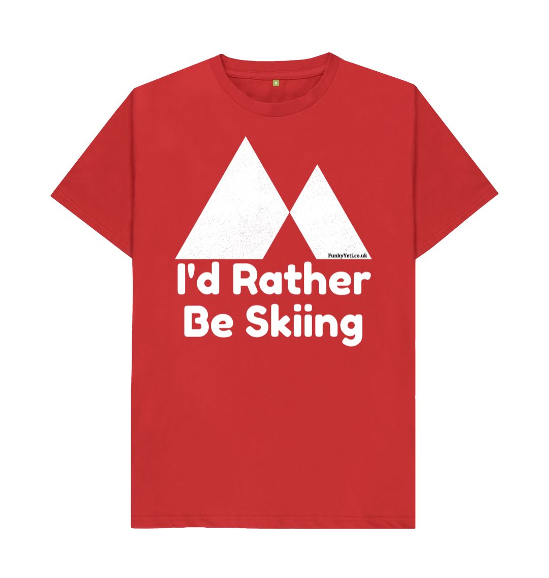 Red Funky Yeti Men's Tee - I'd Rather Be Skiing