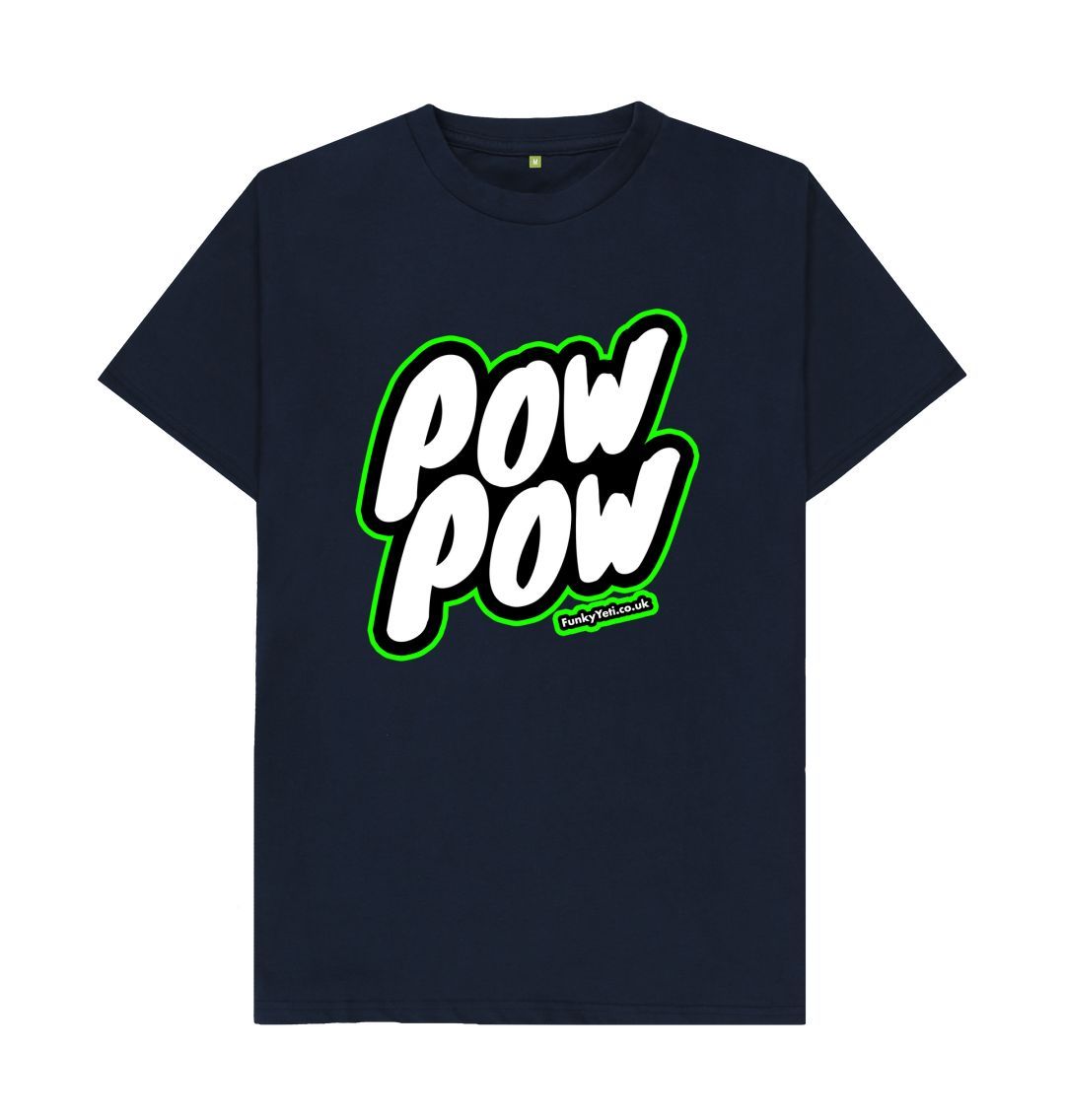 Navy Blue Men's Pow Pow Organic Tee - Green