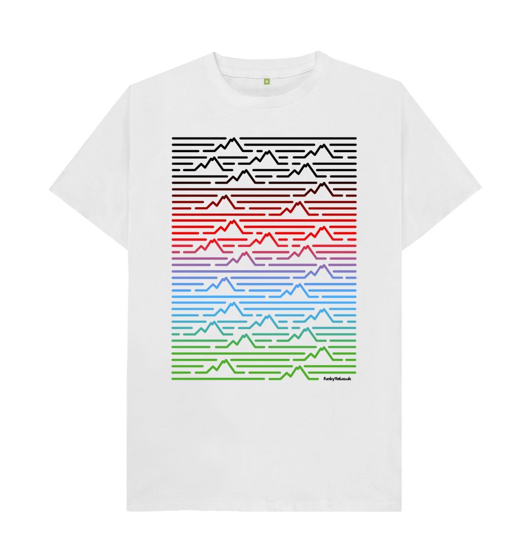 White Men's Mountain Range Organic Tee - Piste Colours