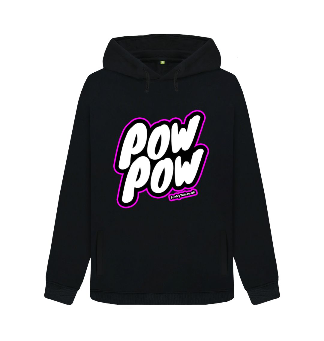 Black Women's Pow Pow Organic Pullover Hoodie - Hot Pink