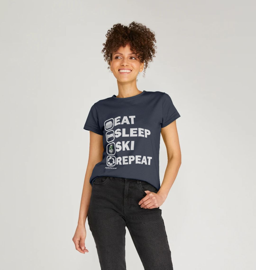 Women's Eat Sleep Ski Repeat Organic Tee