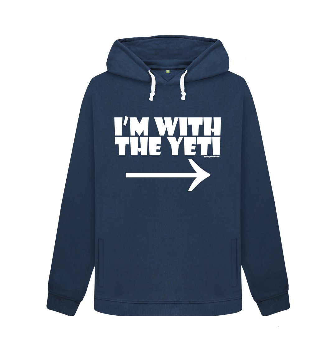 Navy Blue Funky Yeti Women's Pullover Hoodie - I'm With The Yeti