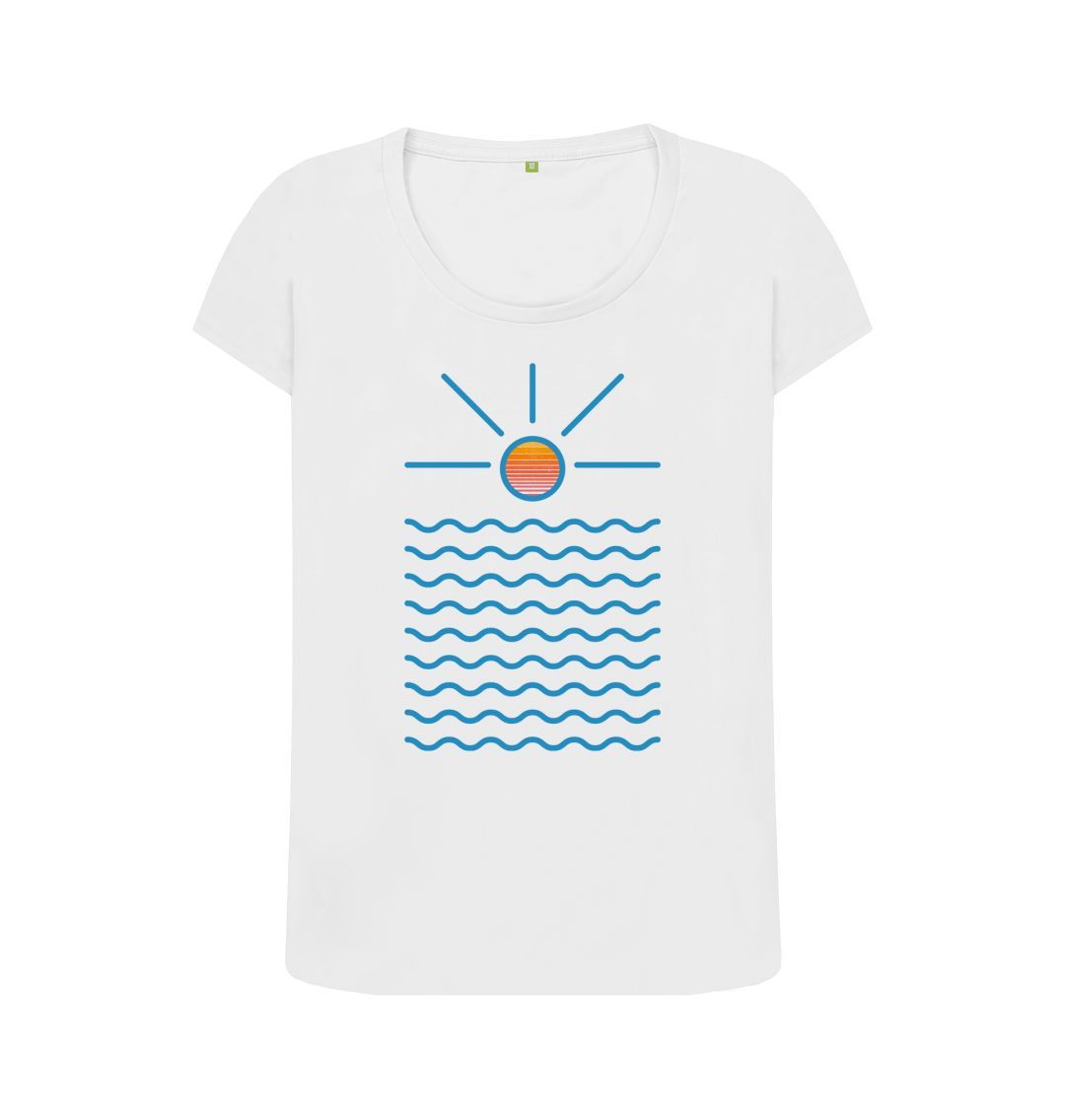 White Women's Sunrise Organic Scoop Neck Tee