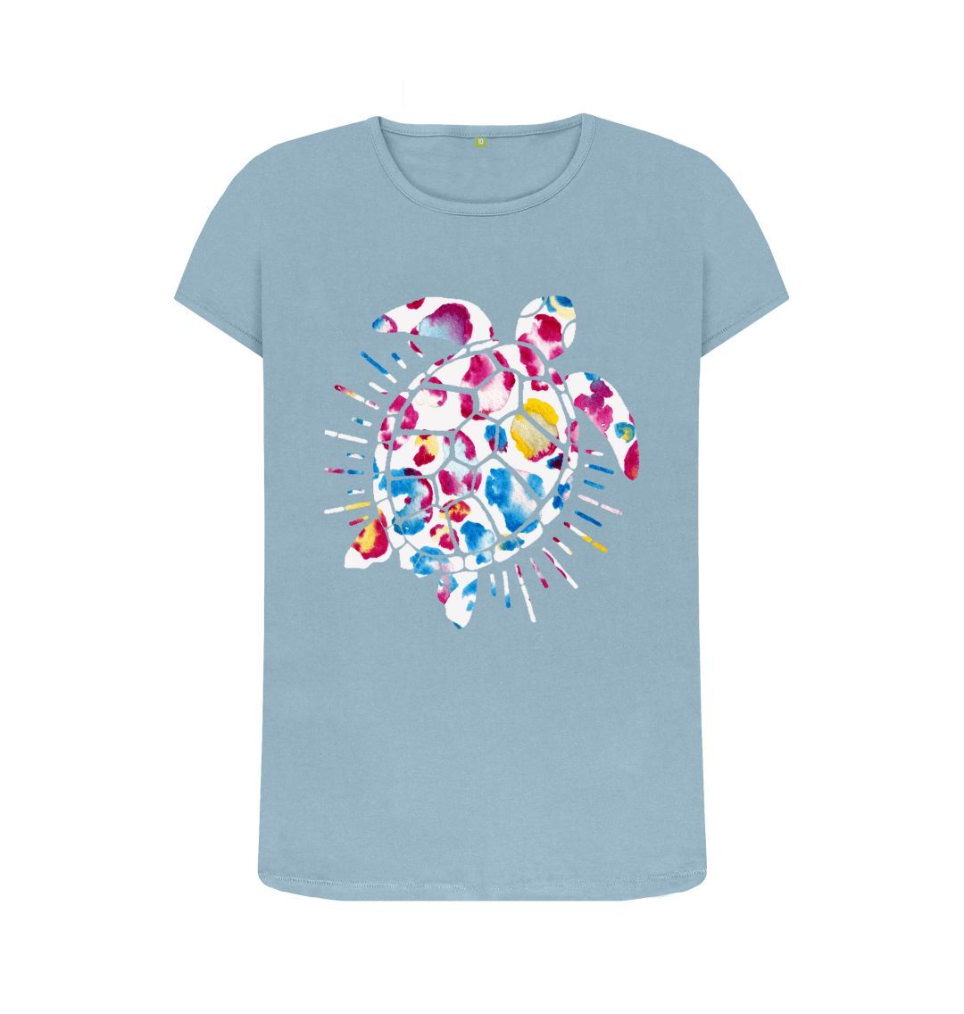 Stone Blue Women's Blotchy Turtle Organic Tee