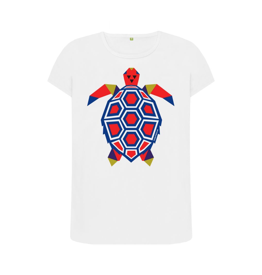 White Women's Polygon Turtle Organic Tee
