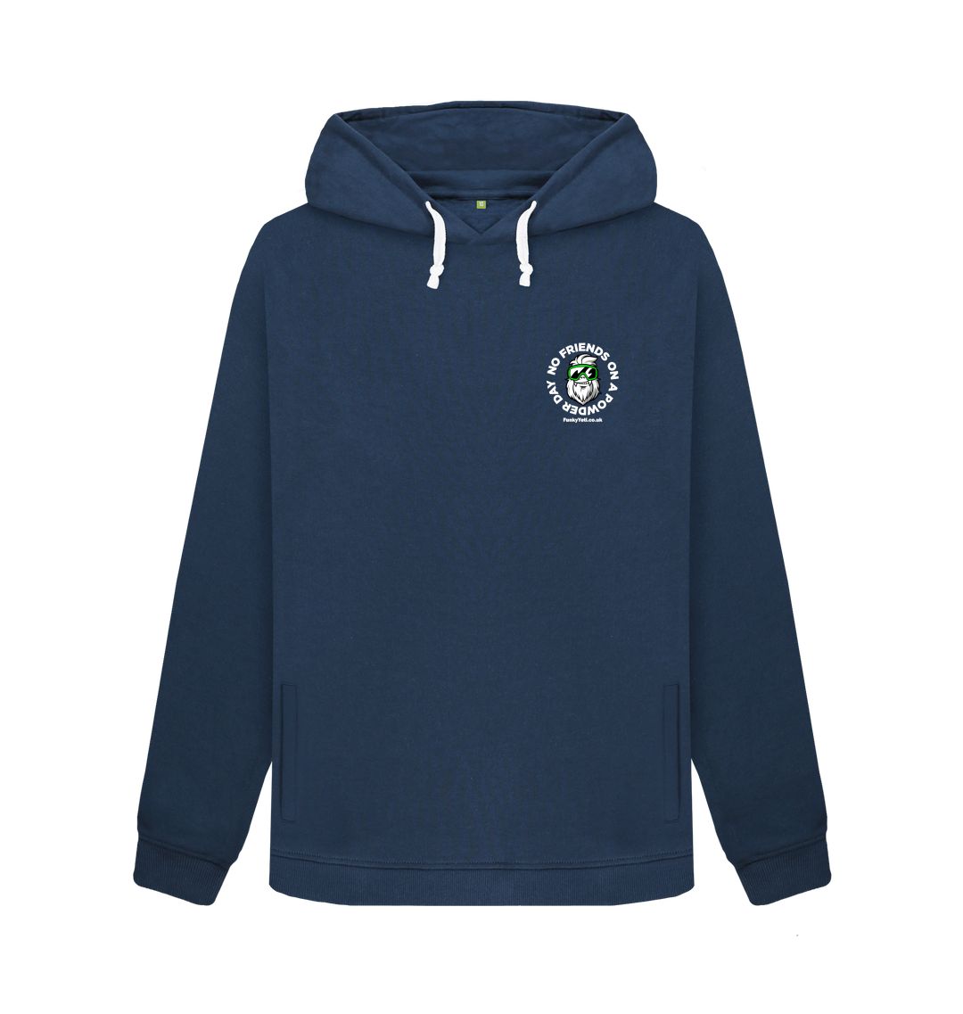 Navy Blue Funky Yeti Women's Pullover Hoodie - No Friends On A Powder Day