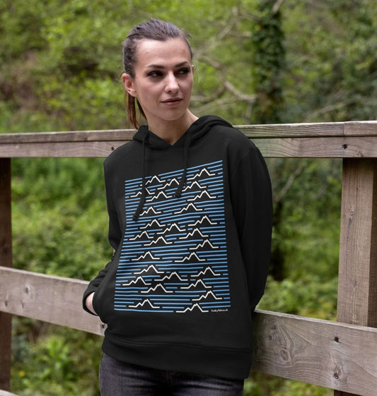 Women's Mountain Range Organic Pullover Hoodie - Sky Blue