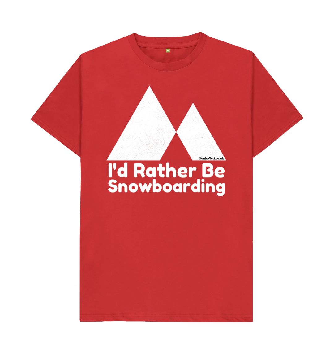 Red Funky Yeti Men's Tee - I'd Rather Be Snowboarding