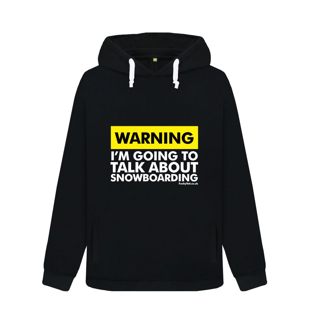 Black Funky Yeti Women's Pullover Hoodie - Warning, Snowboarder!