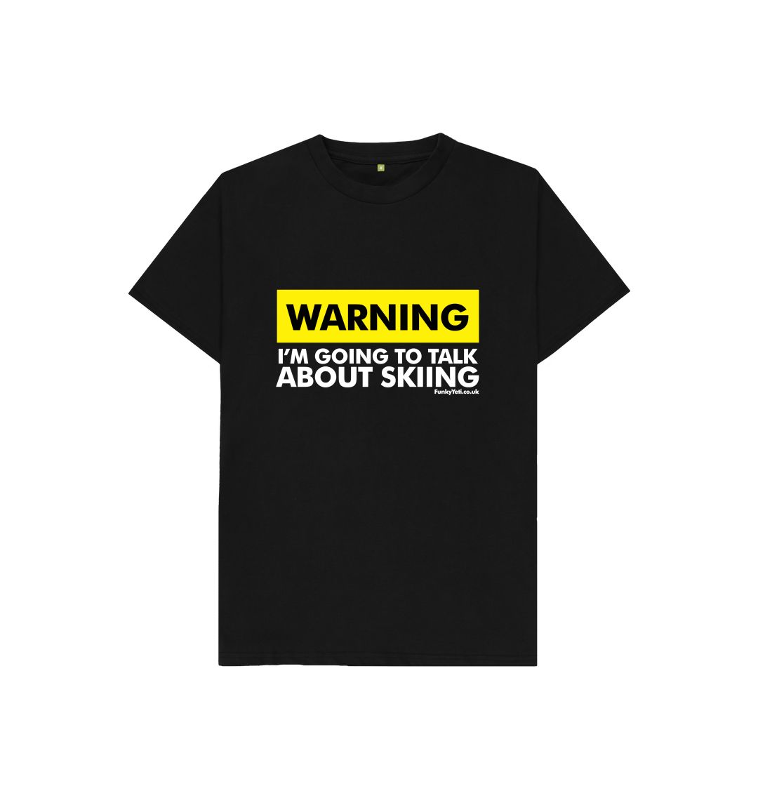 Black Funky Yeti Kids Tee - Warning, Skier!