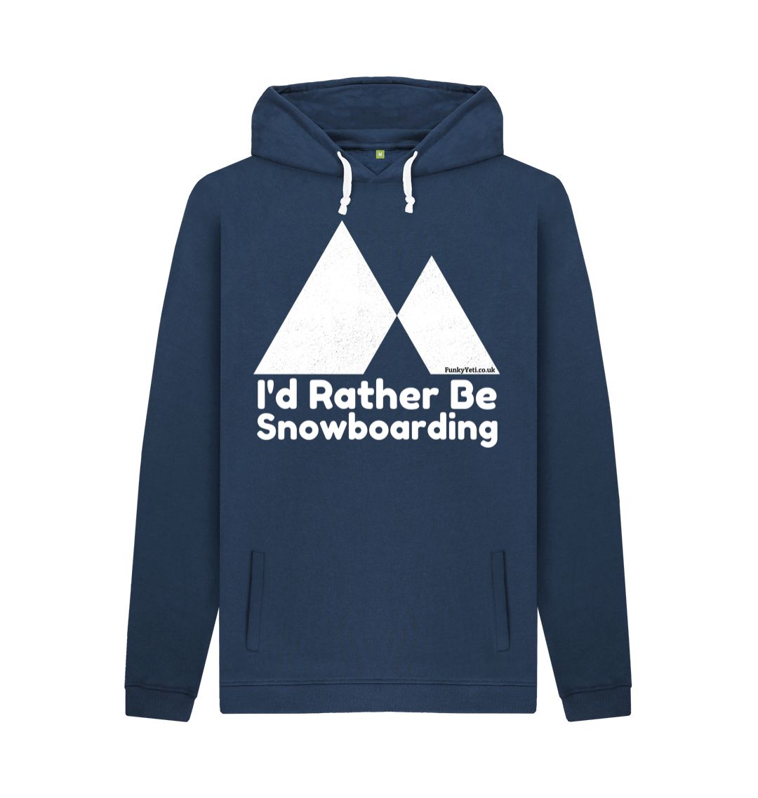 Navy Funky Yeti Men's Pullover Hoodie - I'd Rather Be Snowboarding