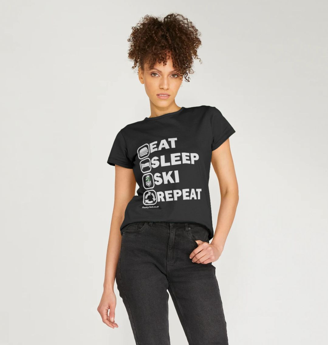 Women's Eat Sleep Ski Repeat Organic Tee