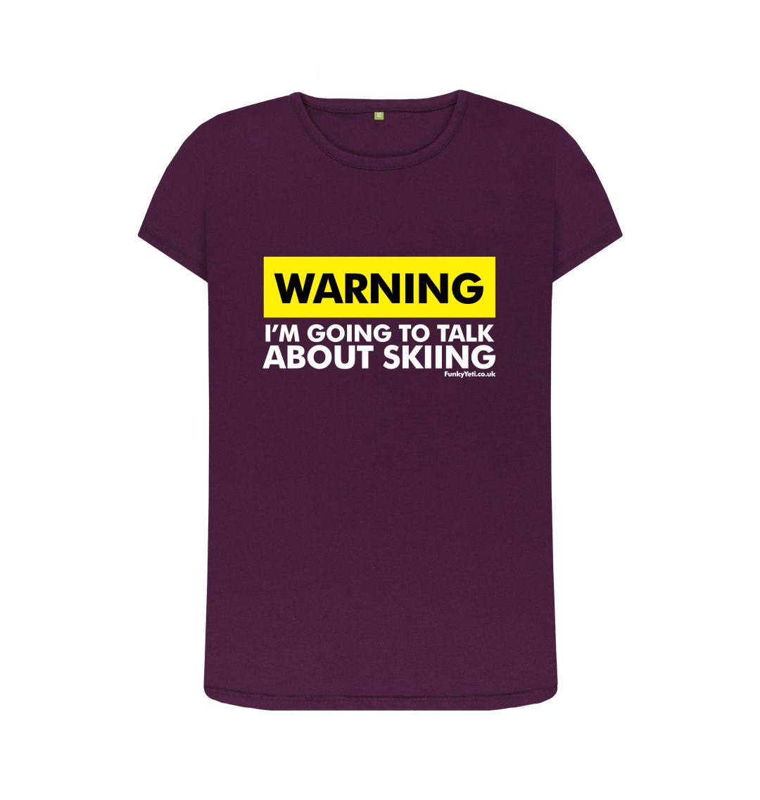 Purple Funky Yeti Women's Tee - Warning, Skier!