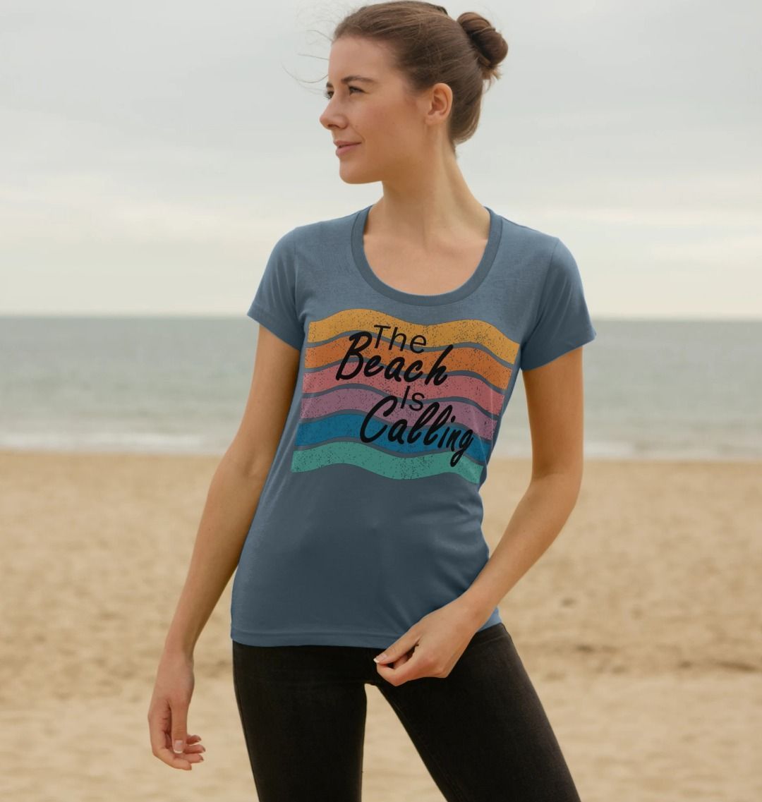 Women's The Beach Is Calling Organic Scoop Neck Tee