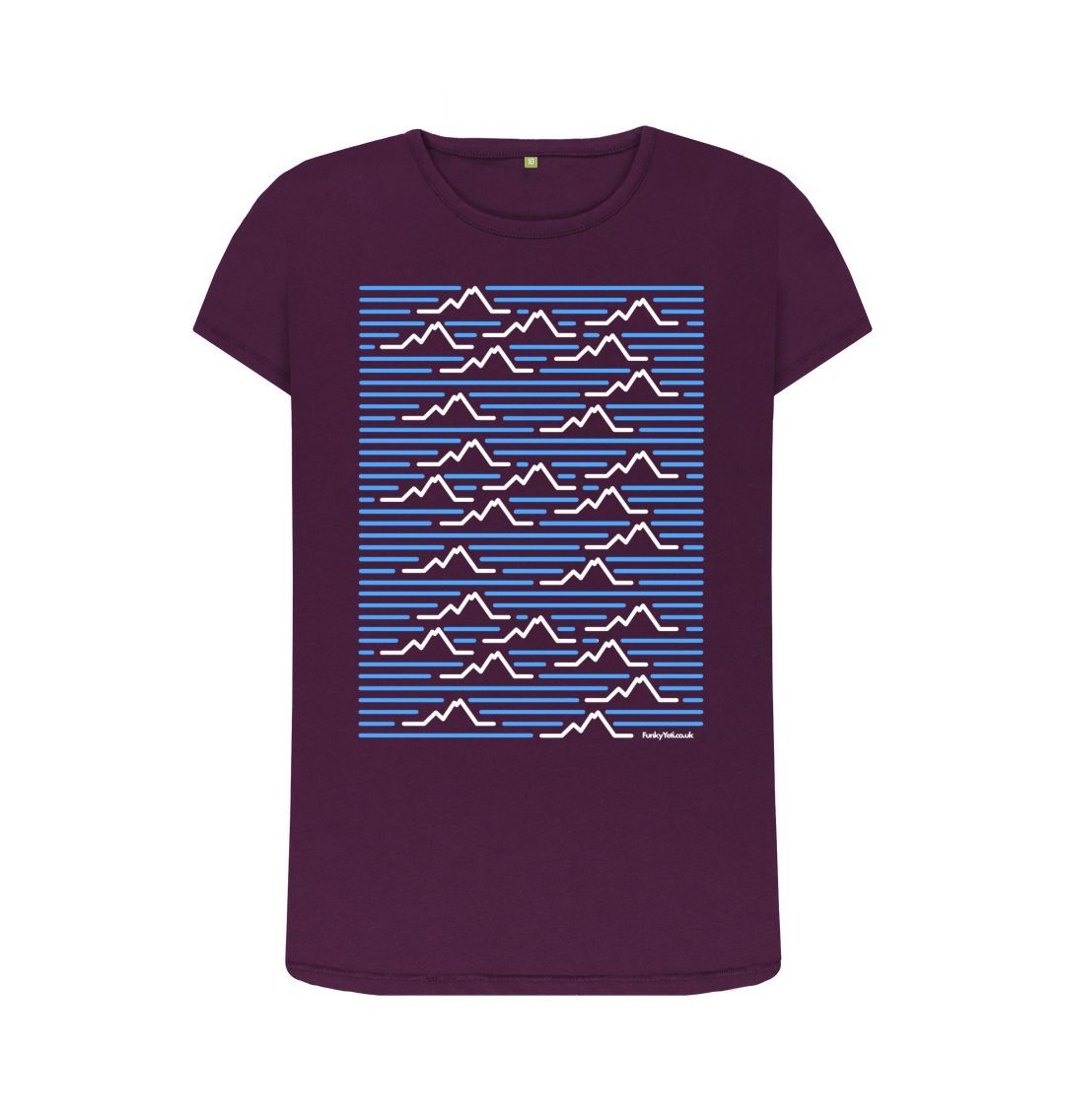 Purple Women's Mountain Range Organic Tee - Sky Blue