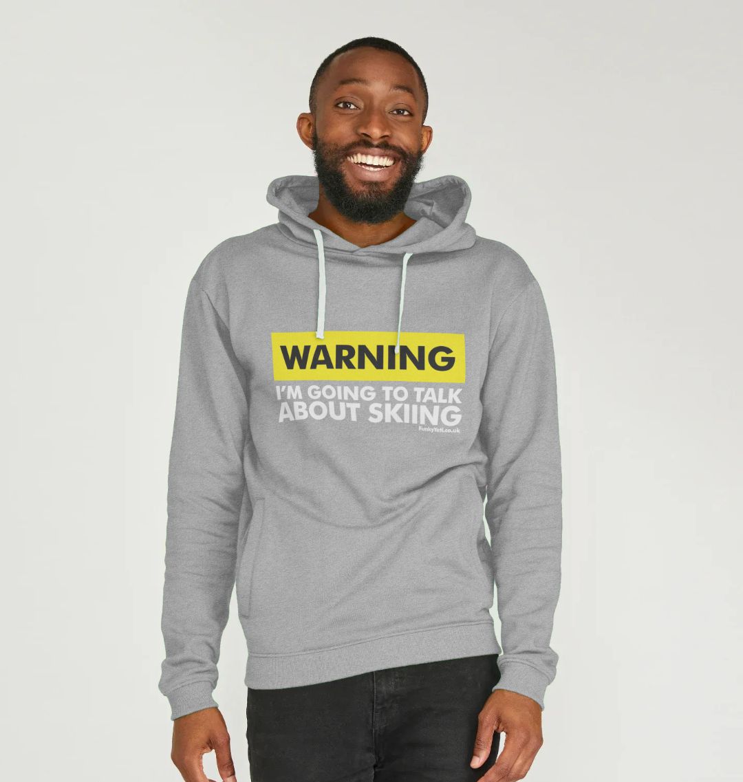 Men's Warning, Skier! Organic Pullover Hoodie