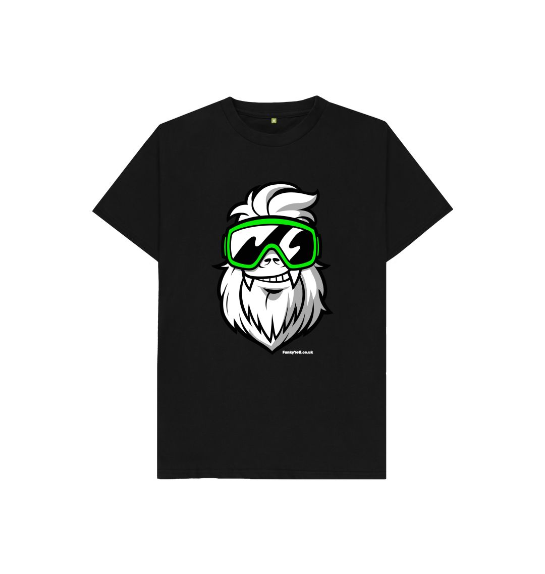 Kids Tee - Black Organic Cotton T-shirt with Big Funky Yeti logo print