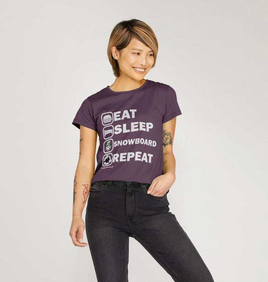 Women's Eat Sleep Snowboard Repeat Organic Tee