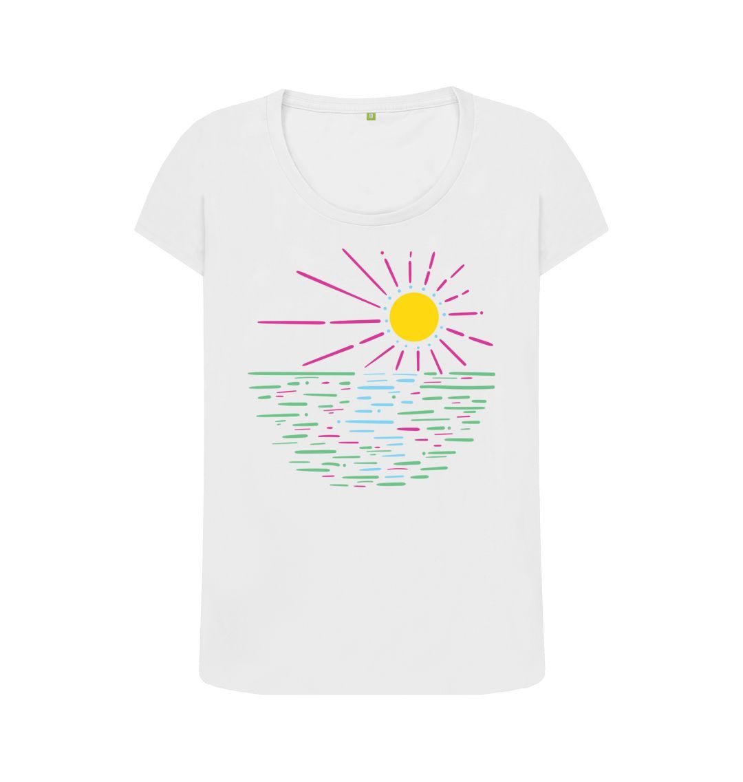 White Women's Sunbeam Organic Scoop Neck Tee