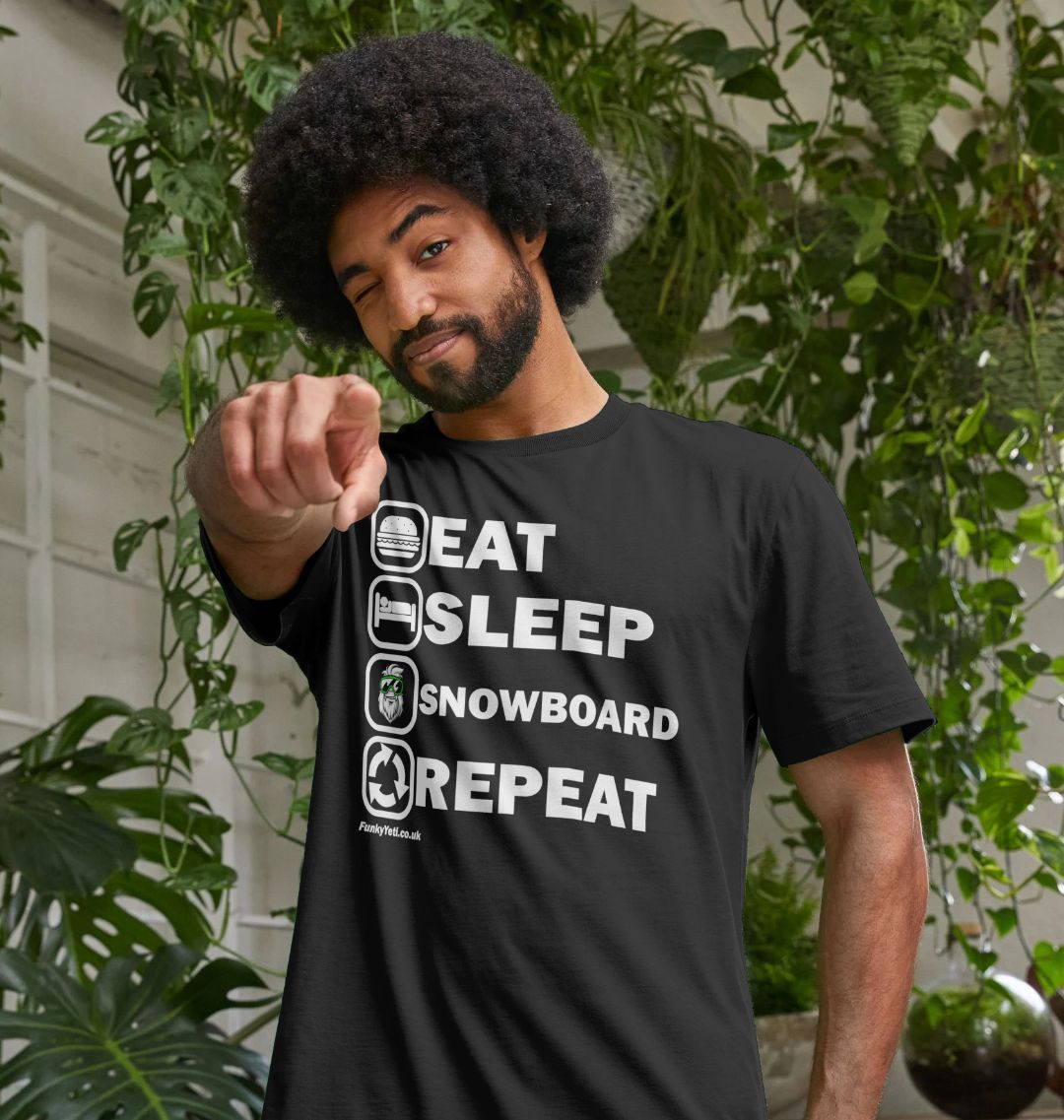 Men's Eat Sleep Snowboard Repeat Organic Tee