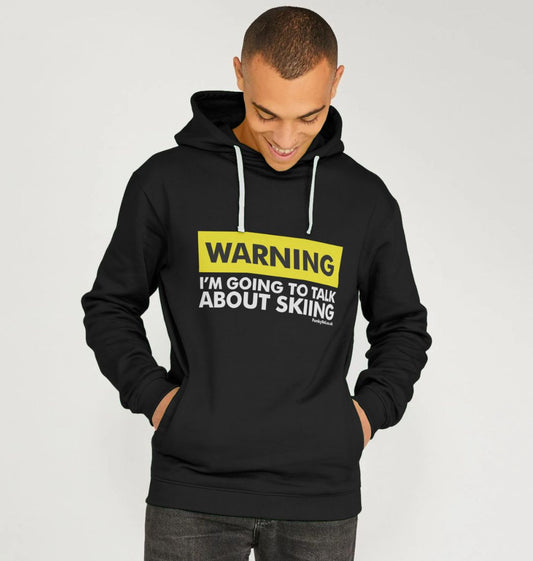 Men's Warning, Skier! Organic Pullover Hoodie