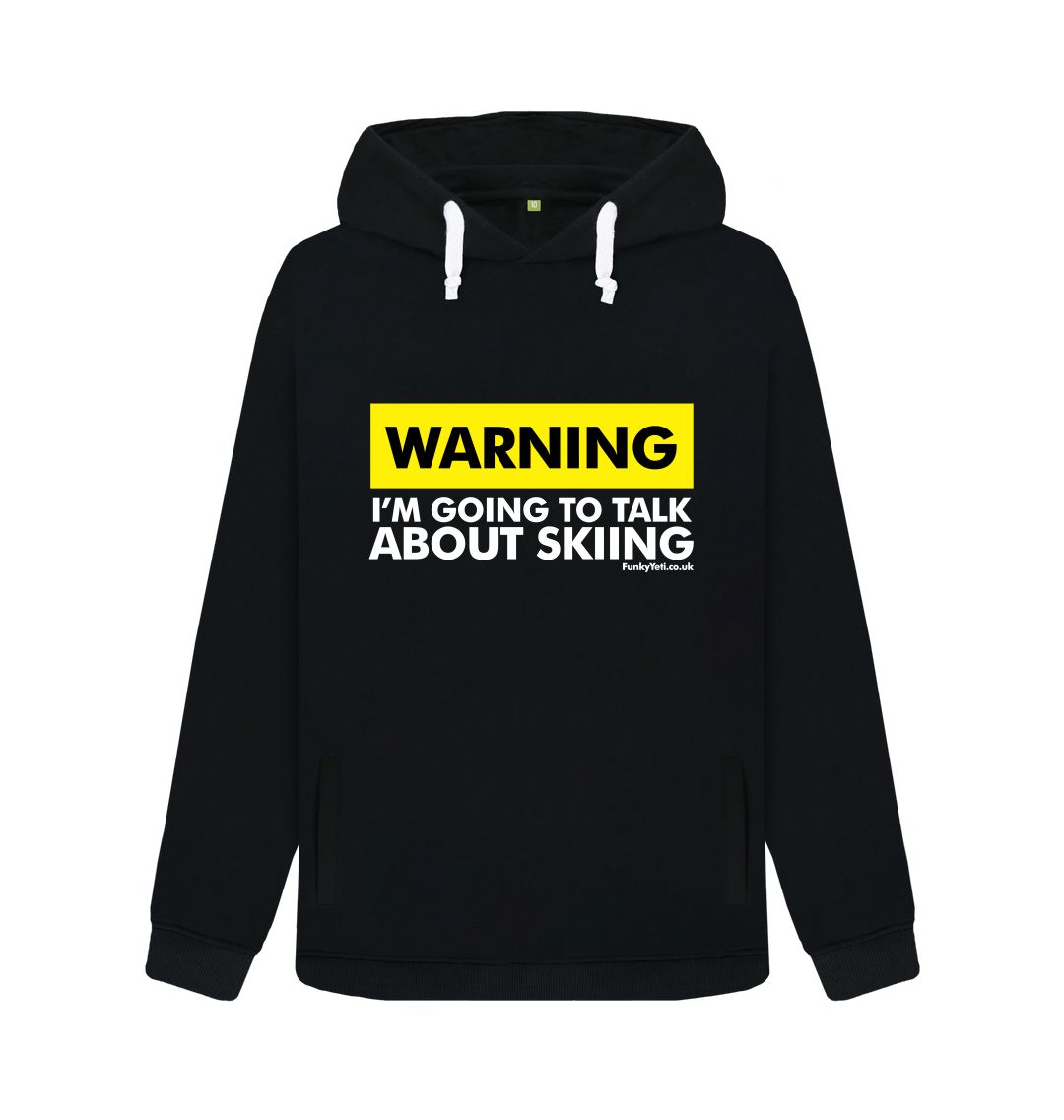 Black Funky Yeti Women's Pullover Hoodie - Warning, Skier!