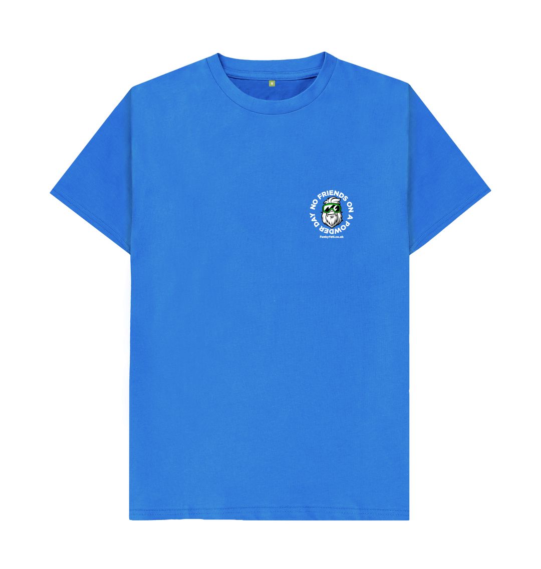 Bright Blue Funky Yeti Men's Tee - No Friends On A Powder Day