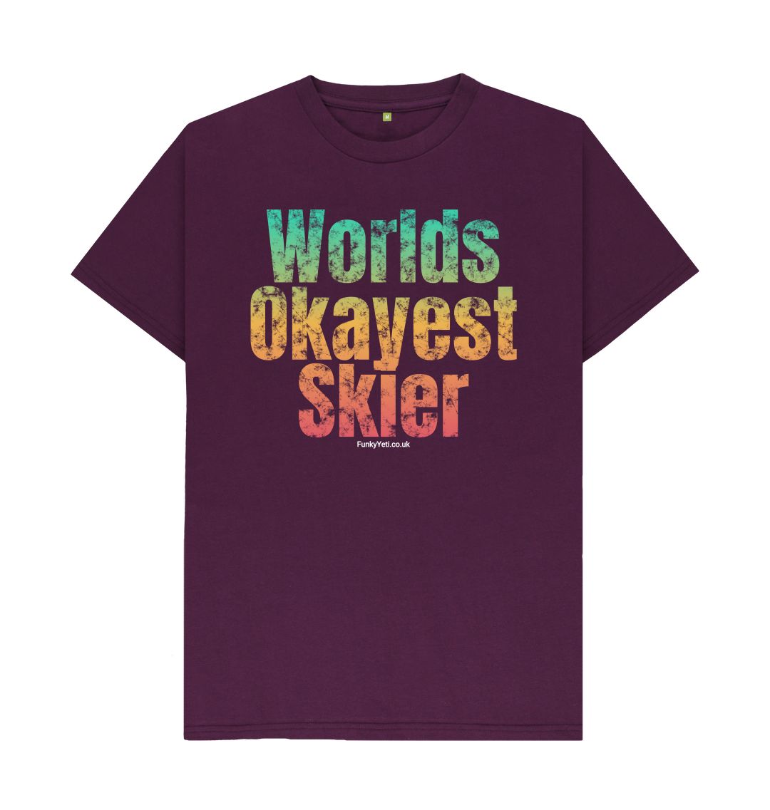 Purple Funky Yeti Men's Tee - Worlds Okayest Skier