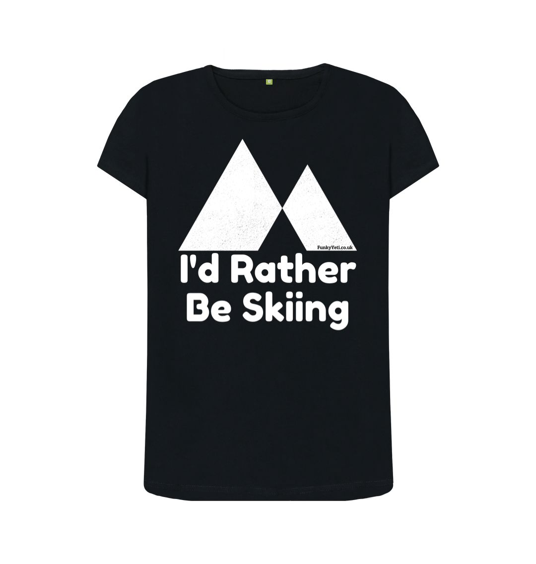 Black Funky Yeti Women's Tee - I'd Rather Be Skiing