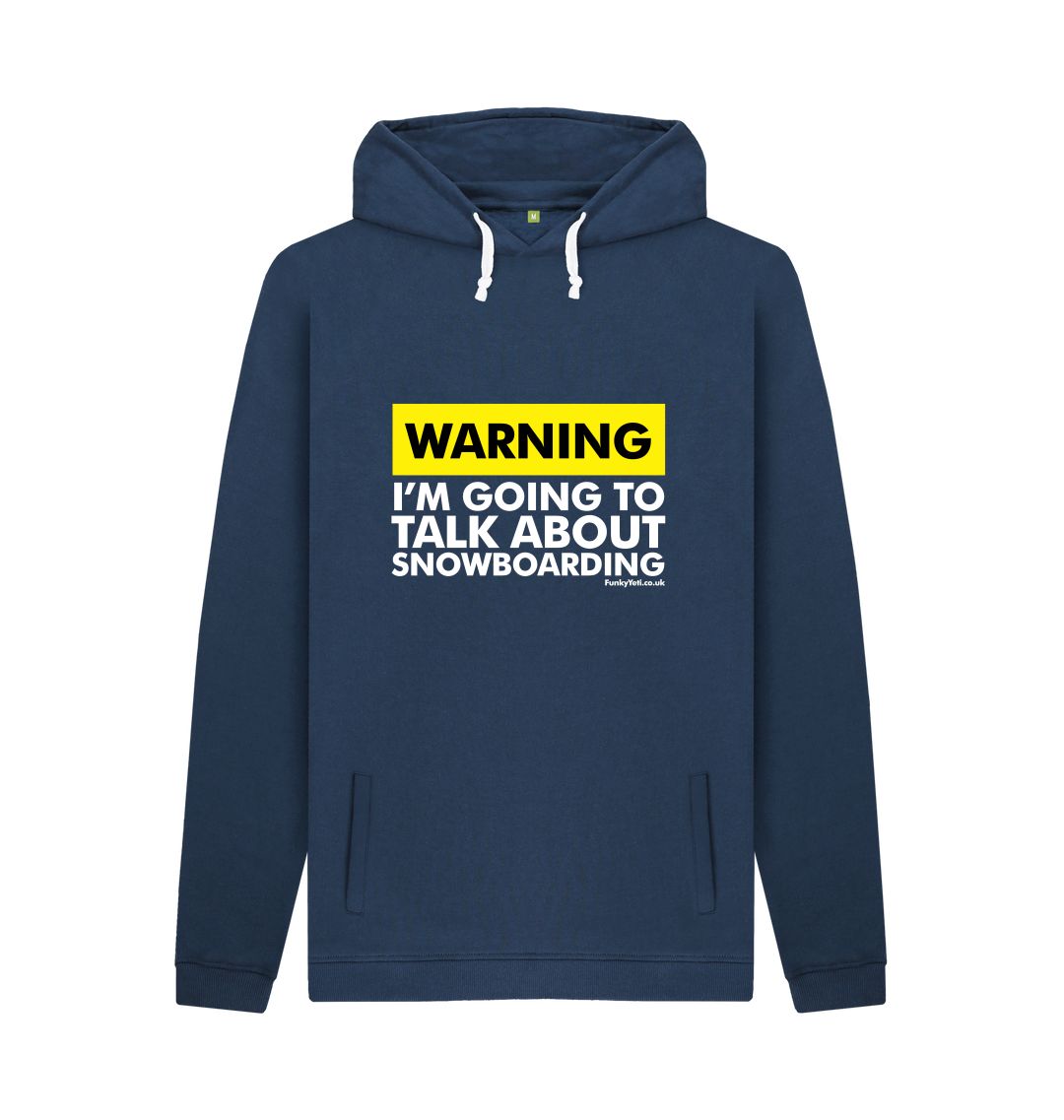 Navy Funky Yeti Men's Pullover Hoodie - Warning, Snowboarder!