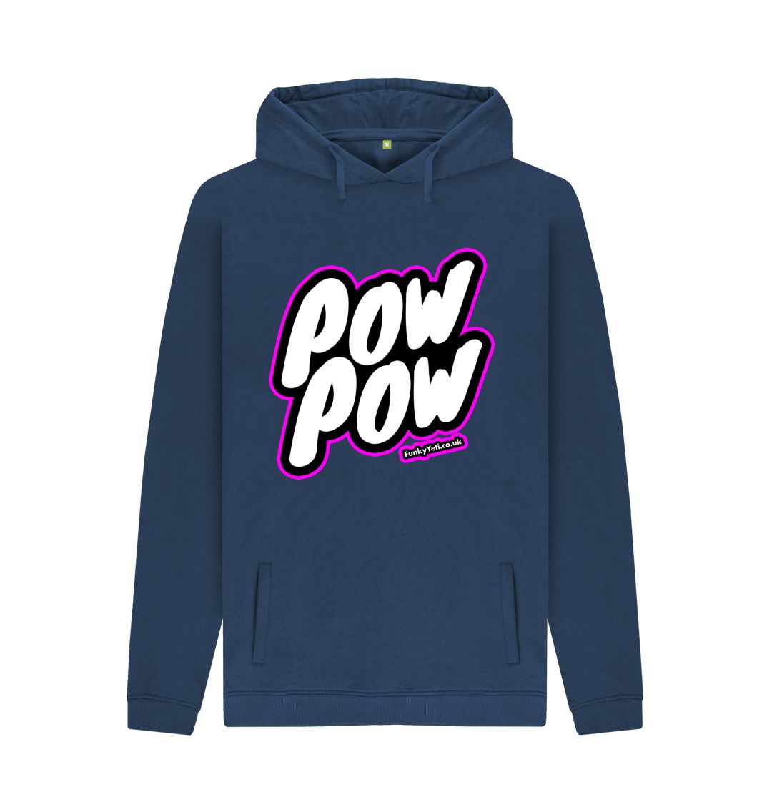 Navy Men's Pow Pow Organic Pullover Hoodie - Hot Pink