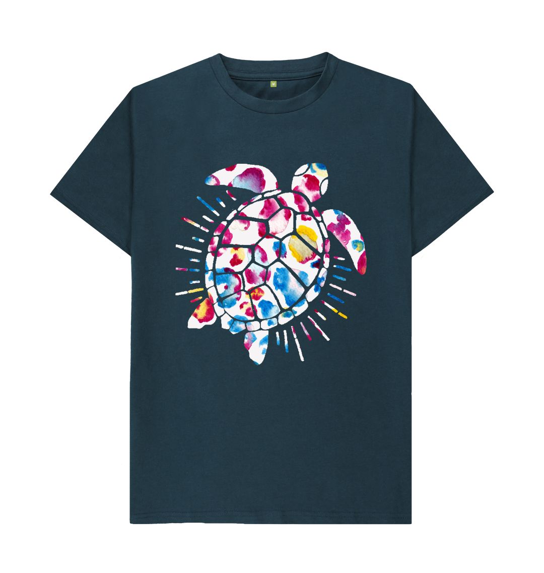 Denim Blue Men's Blotchy Turtle Organic Tee