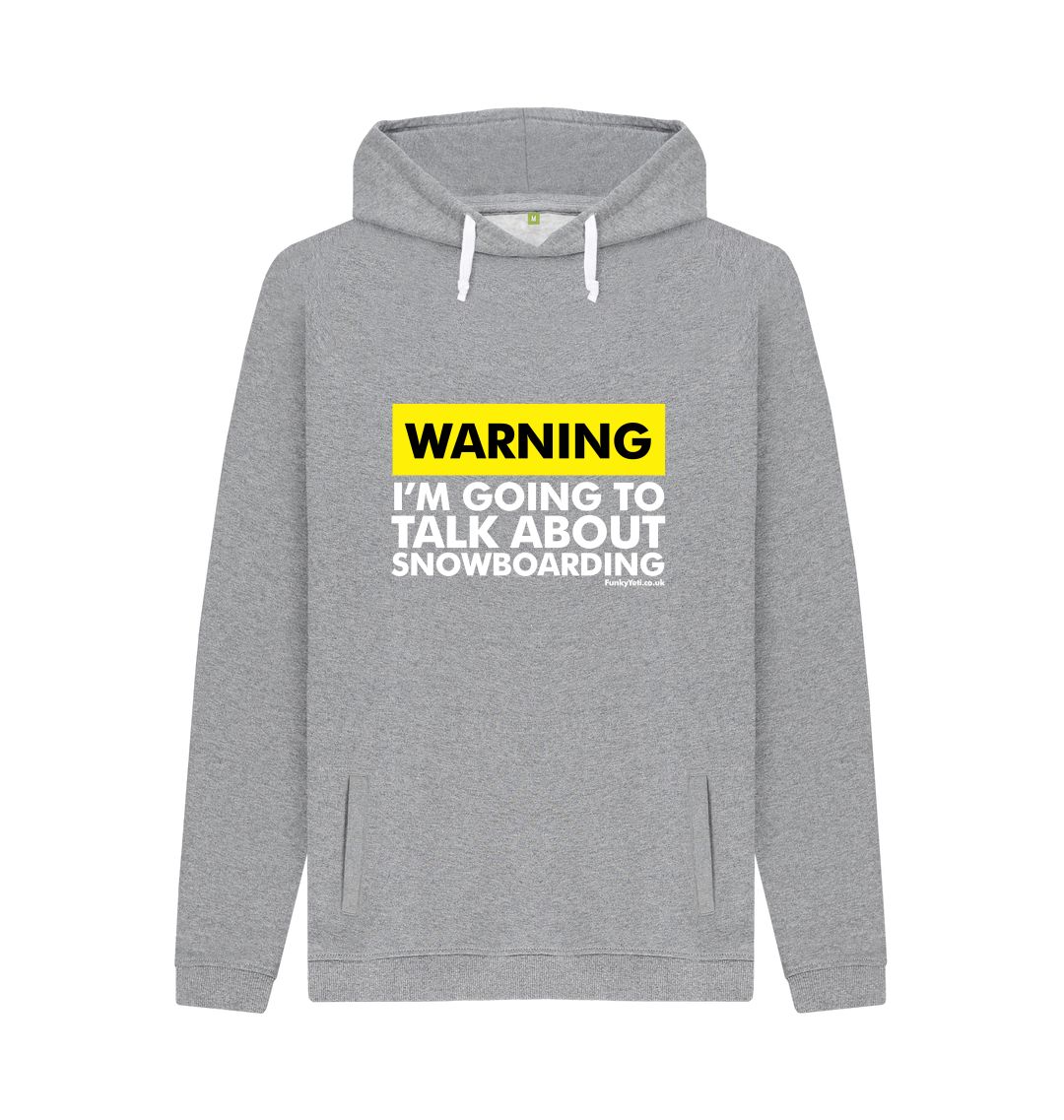 Light Heather Funky Yeti Men's Pullover Hoodie - Warning, Snowboarder!