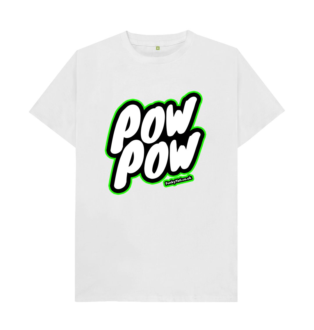 White Men's Pow Pow Organic Tee - Green