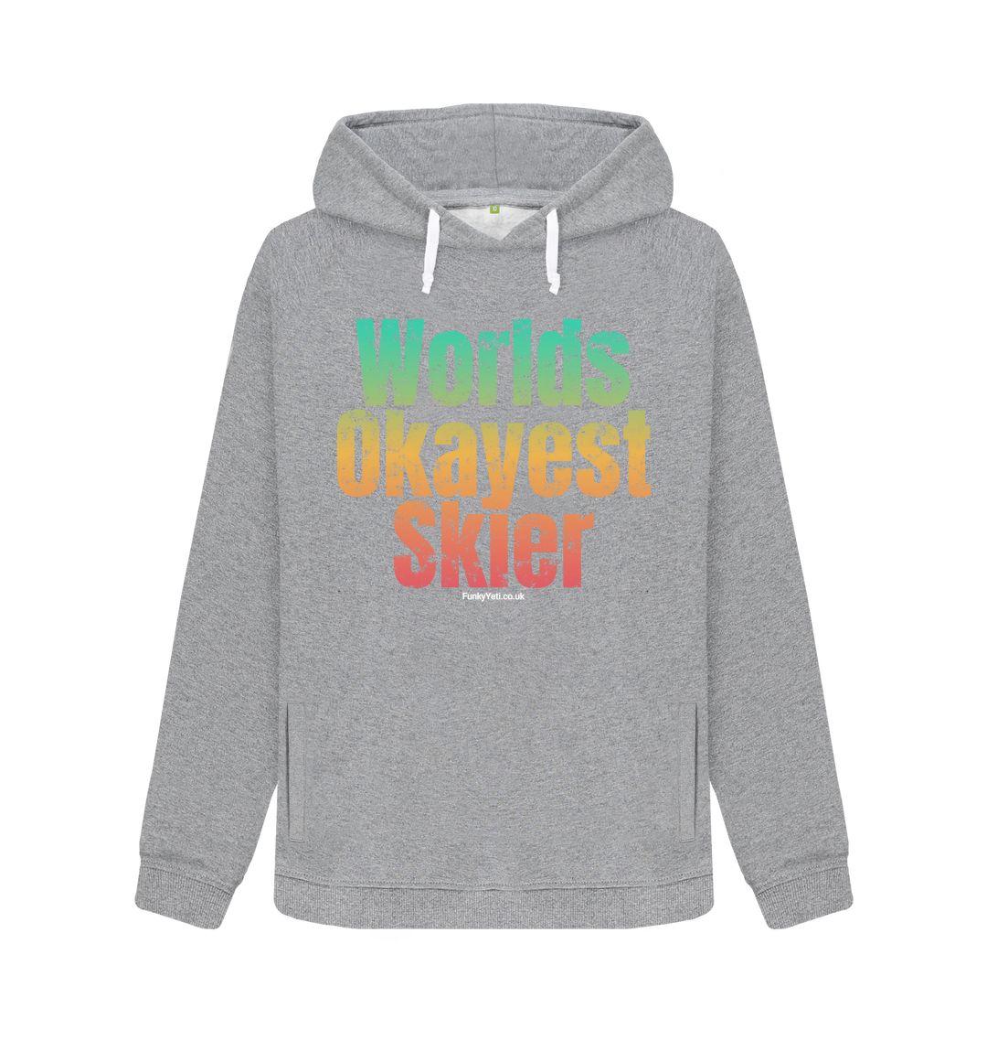 Light Heather Funky Yeti Women's Pullover Hoodie - Worlds Okayest Skier
