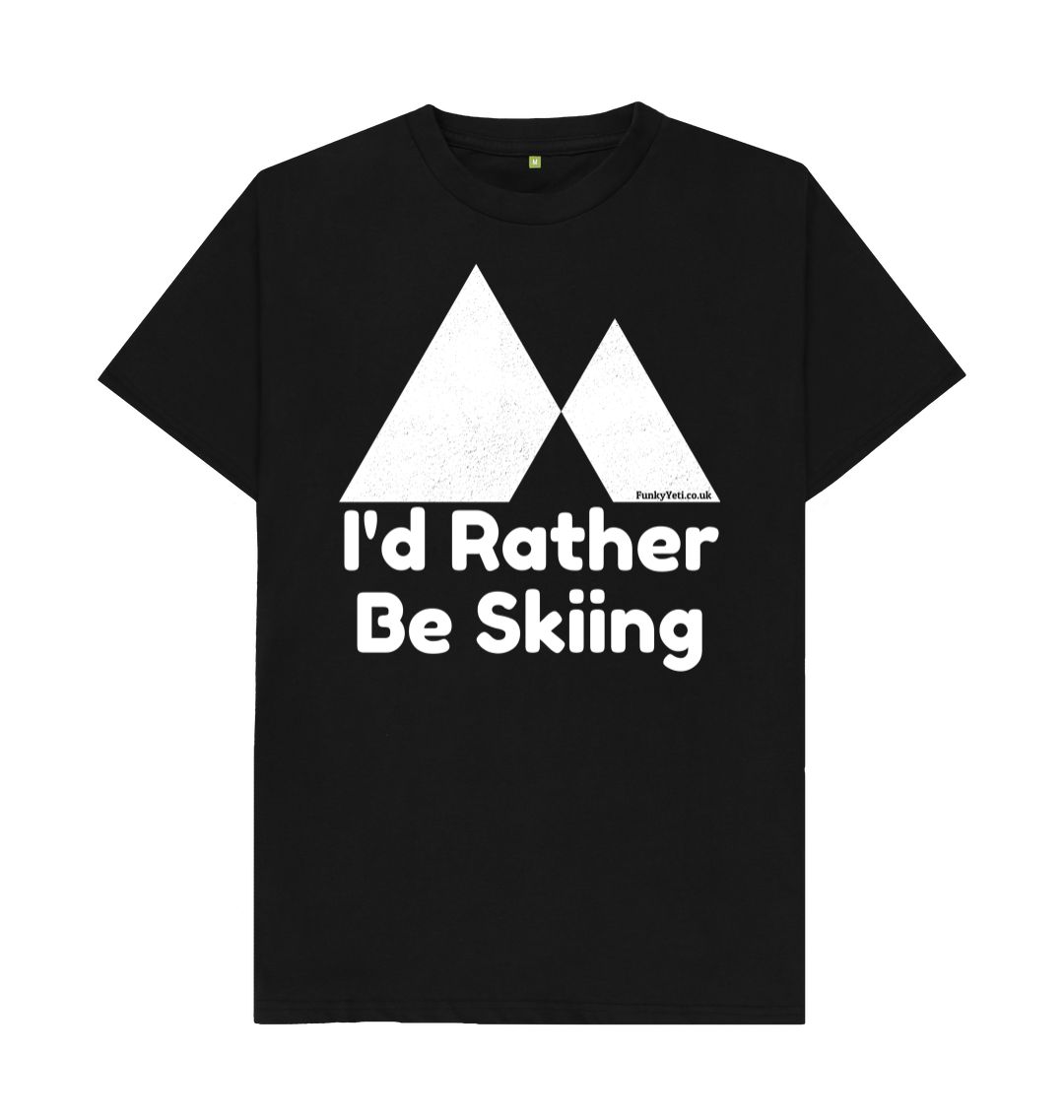 Black Funky Yeti Men's Tee - I'd Rather Be Skiing